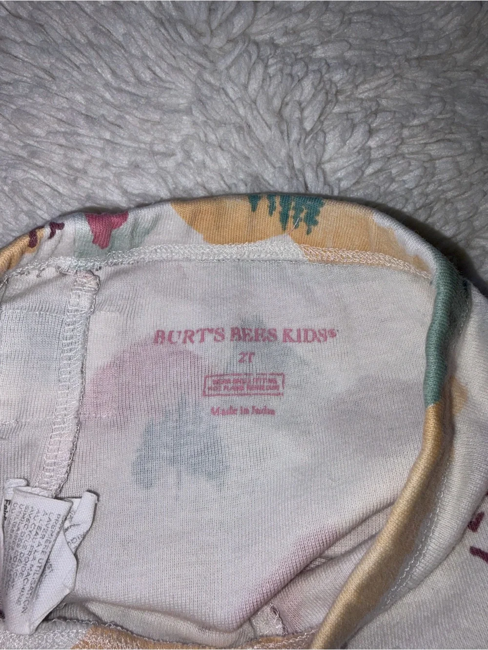 Two Burt’s Bees Kids Girls 2T Pajama Sets Organic Cotton Butterflies Watercolor